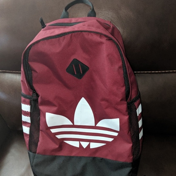 Adidas burgundy Trefoil backpack - Picture 1 of 3